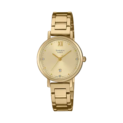 【CASIO 卡西歐】SHEEN 典雅金 水晶點綴 藍寶石水晶玻璃 SHE-4540G-9A