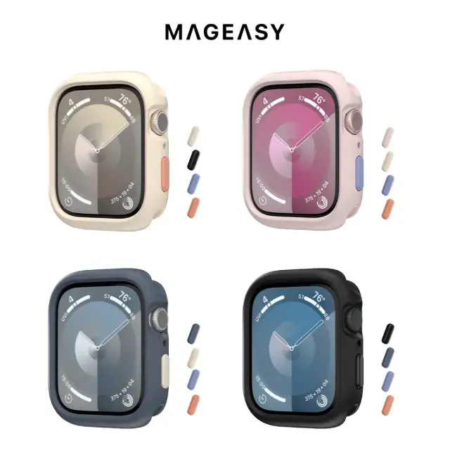 【MAGEASY 官方直營】Skin Apple Watch 手錶保護殼 40mm/41mm#粉紅色40mm/41mm-粉紅色40mm/41mm