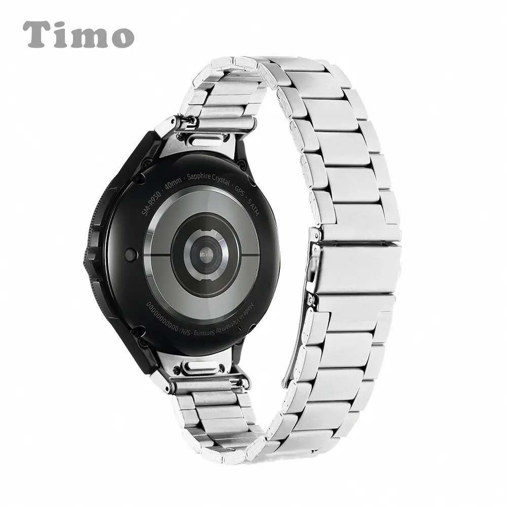 【Timo】SAMSUNG 三星 Galaxy Watch 7/6/5/4 按鍵式不鏽鋼金屬錶帶(附調整器)-銀色