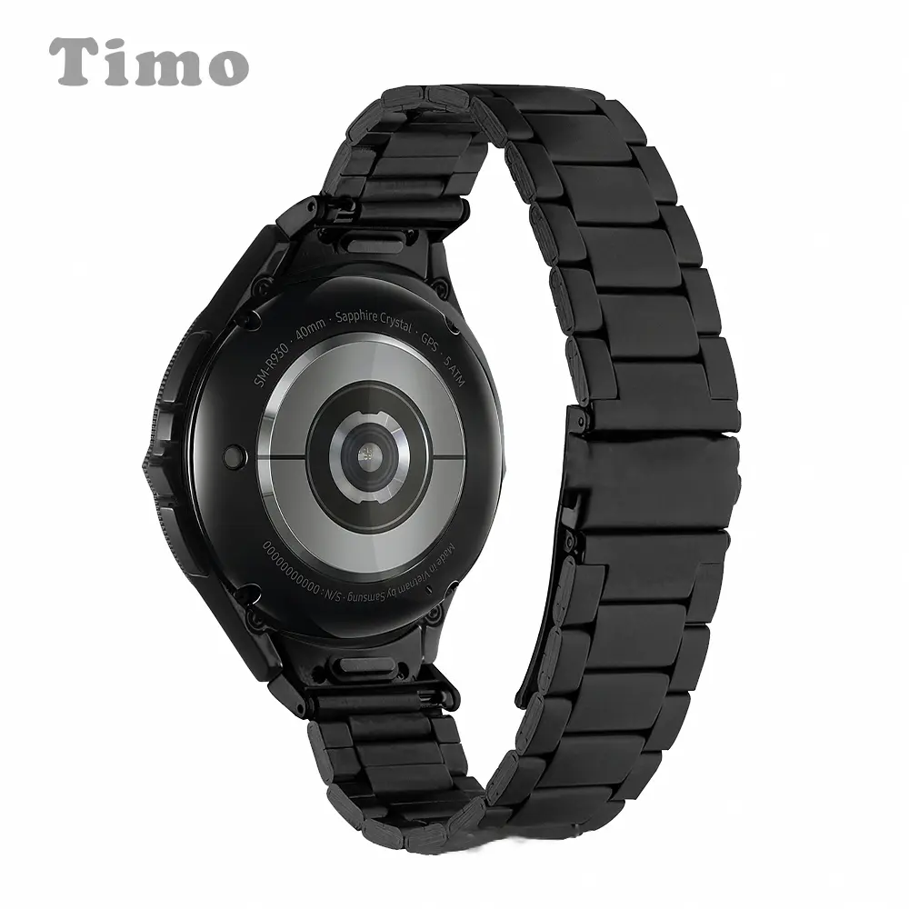 【Timo】SAMSUNG 三星 Galaxy Watch 7/6/5/4 按鍵式不鏽鋼金屬錶帶(附調整器)-黑色