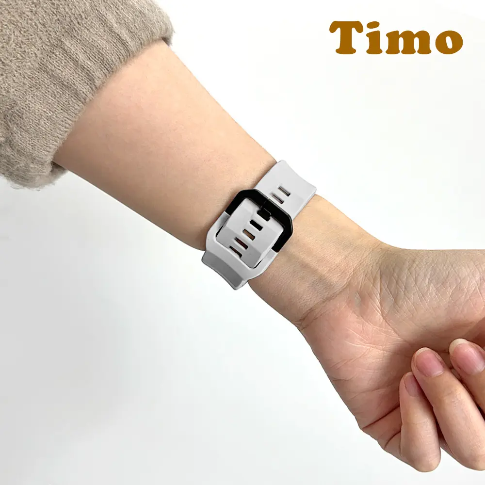 【Timo】SAMSUNG 三星 Galaxy Watch 7/6/5/4 流線型矽膠錶帶-灰色
