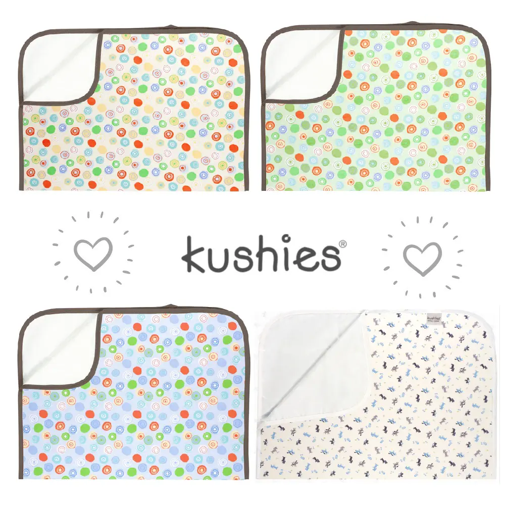 加拿大原裝 Kushies 純棉防水保潔墊 (51 x 76 cm) 粉綠泡泡