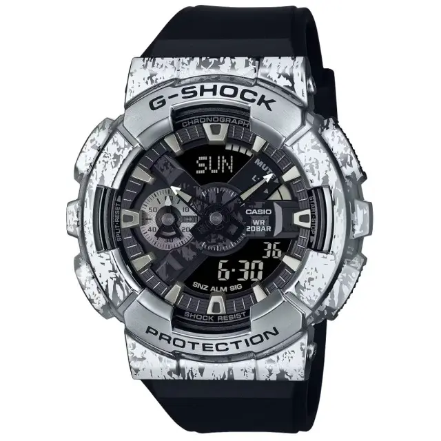 【CASIO 卡西歐】G-SHOCK 油漬搖滾 頹廢風格潮流 多功能電子腕錶(GM-110GC-1A)