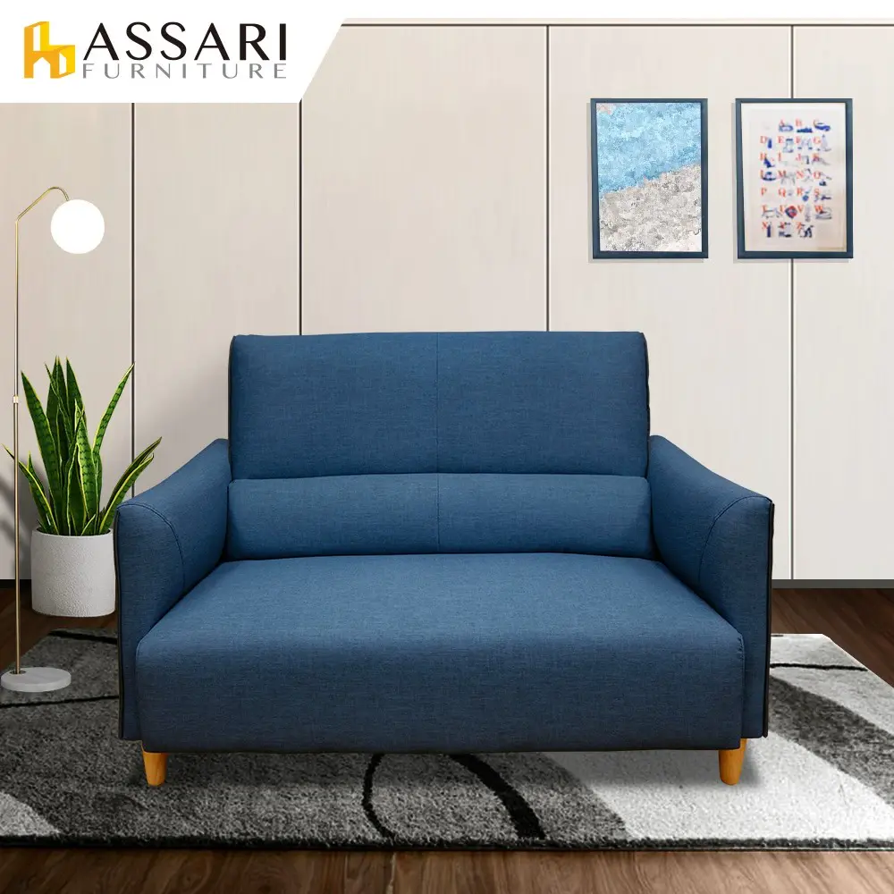 ASSARI-波文腰枕完美支撐雙人貓抓皮沙發(寬150深89高95)#牛仔藍-牛仔藍