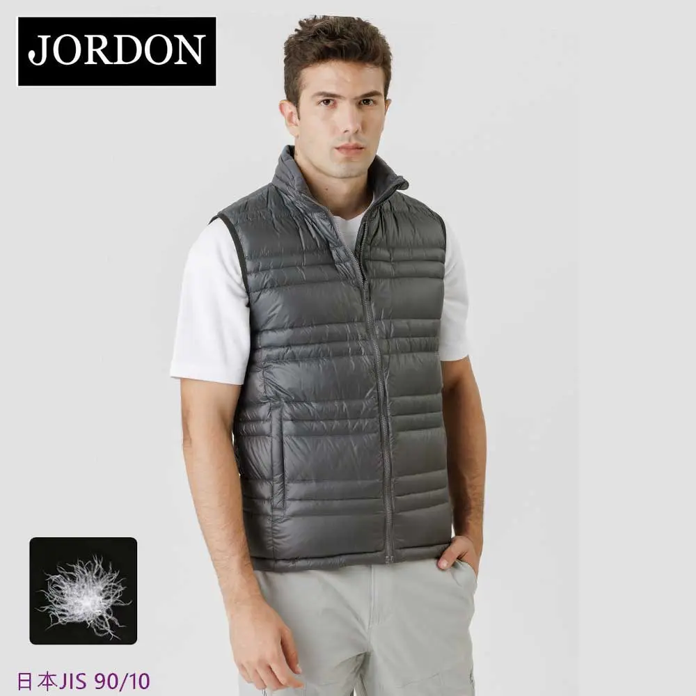 JORDON 輕羽絨背心 男款-灰色,S