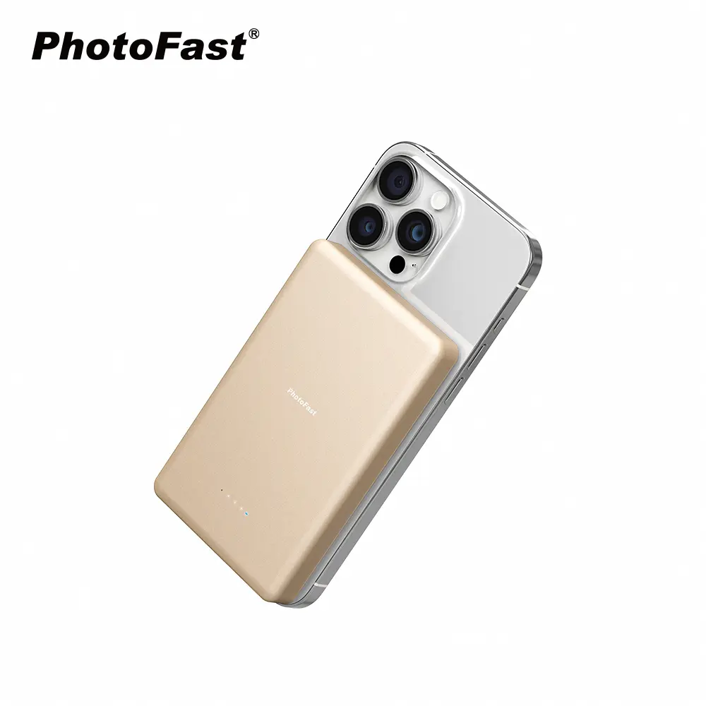 【Photofast】Mag Slim 10000mAh 超薄磁吸無線充行動電源-玫瑰金(支援Magsafe)-香檳金