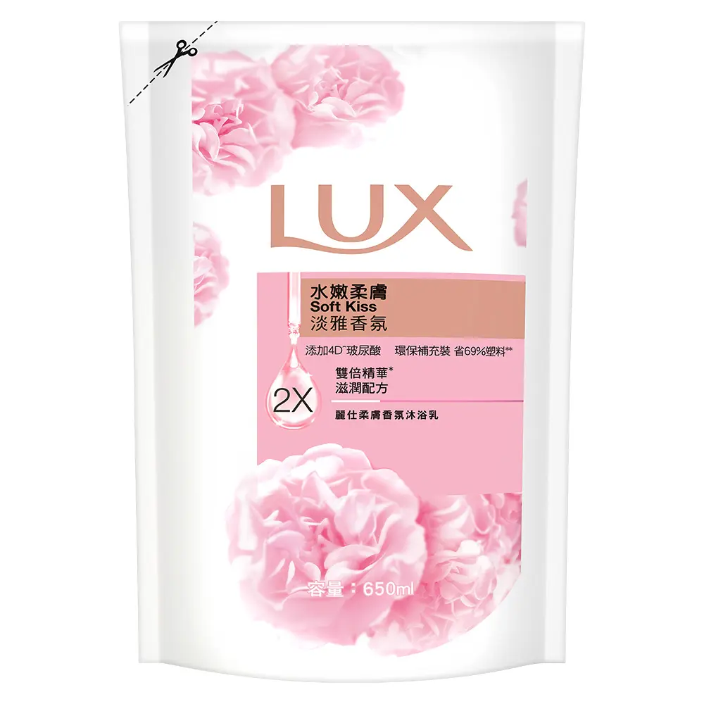 【LUX麗仕】香氛沐浴乳補充包650ml多入組 三款任選 (水嫩柔膚/媚惑幽香/嫵媚迷香)-水嫩柔膚補充包,6入