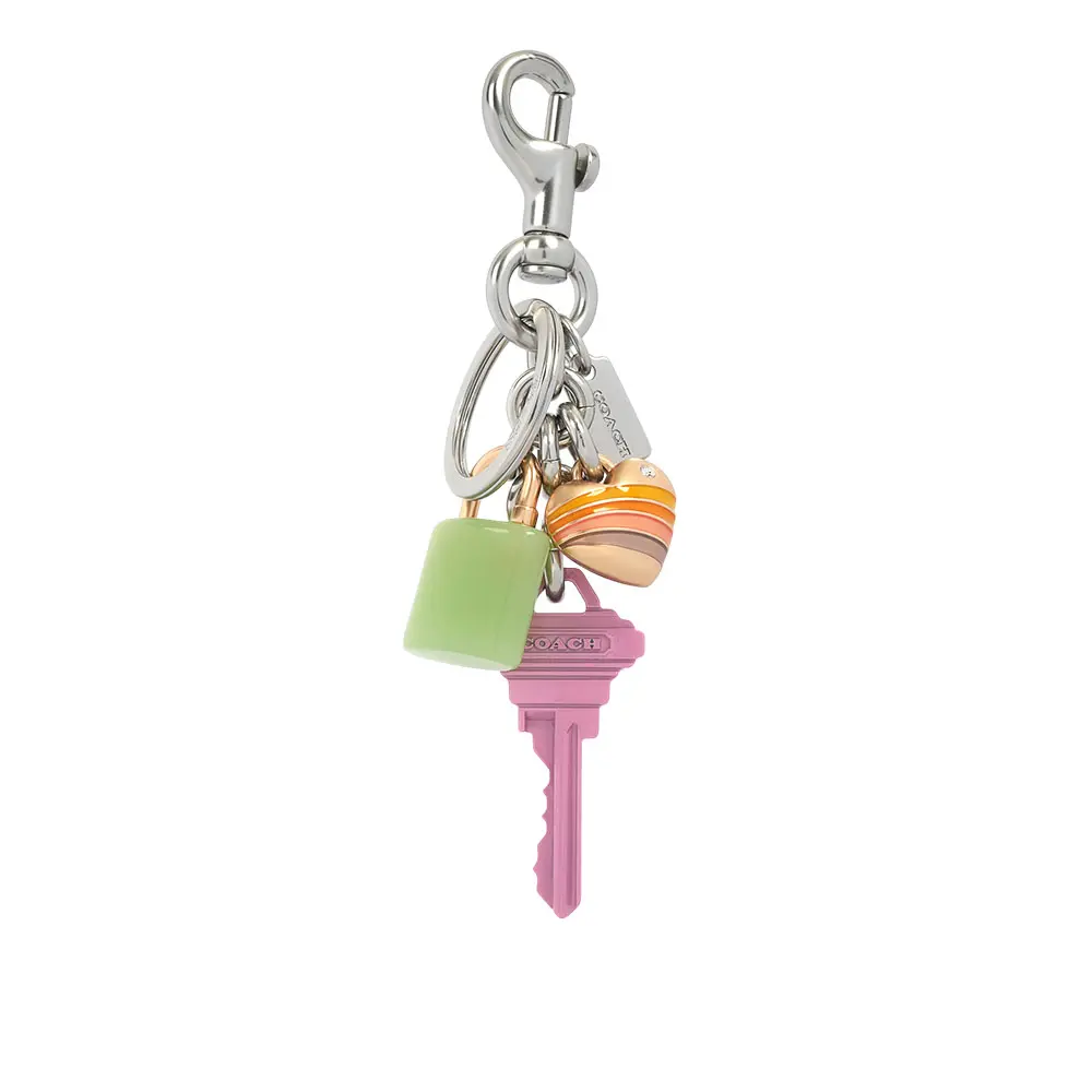 【COACH】鎖匙與愛心墜飾吊飾/鑰匙圈(粉紫色/綠色/金色)