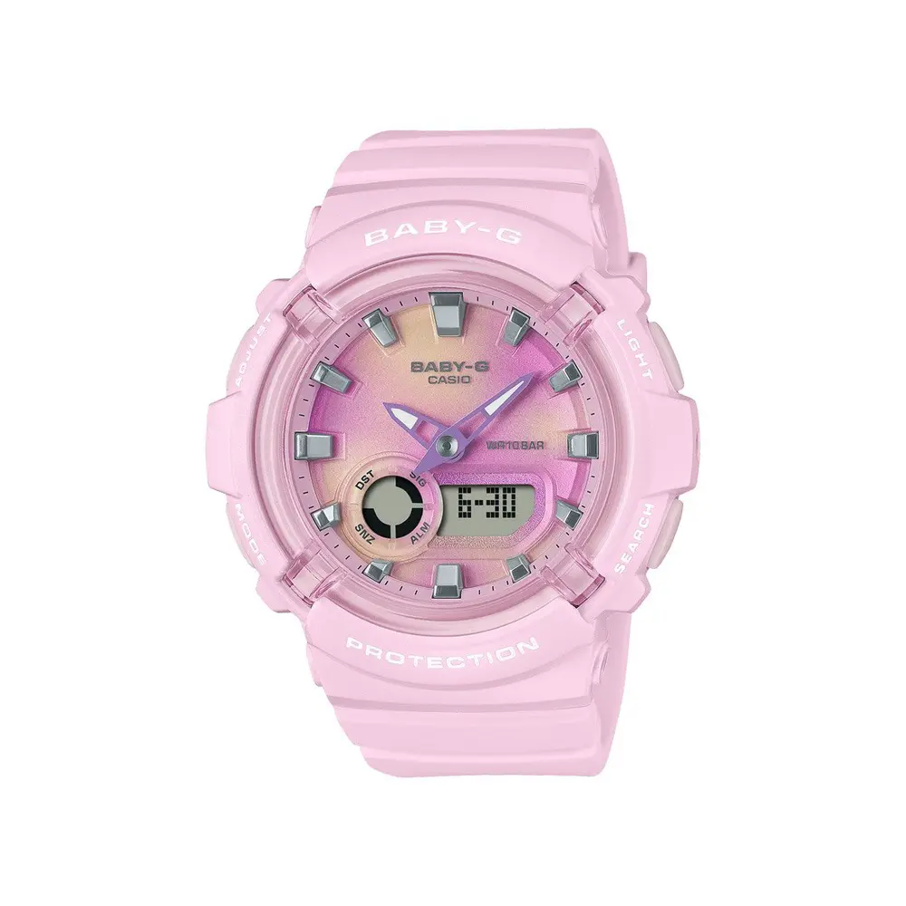 【CASIO】BABY-G 絢彩扎染 繽紛柔美 甜心粉 雙顯系列 BGA-280TD-4A