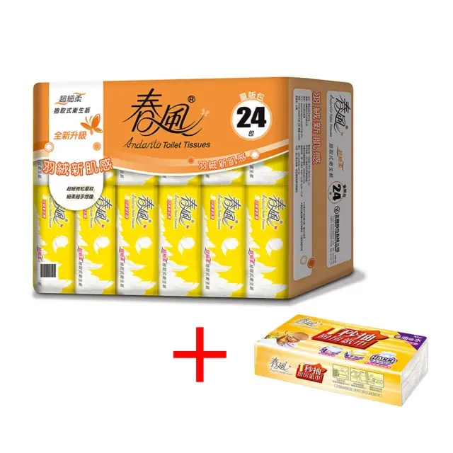 春風 超細柔抽取式衛生紙 110抽x24包/串+一秒抽廚房紙巾 60抽*1包