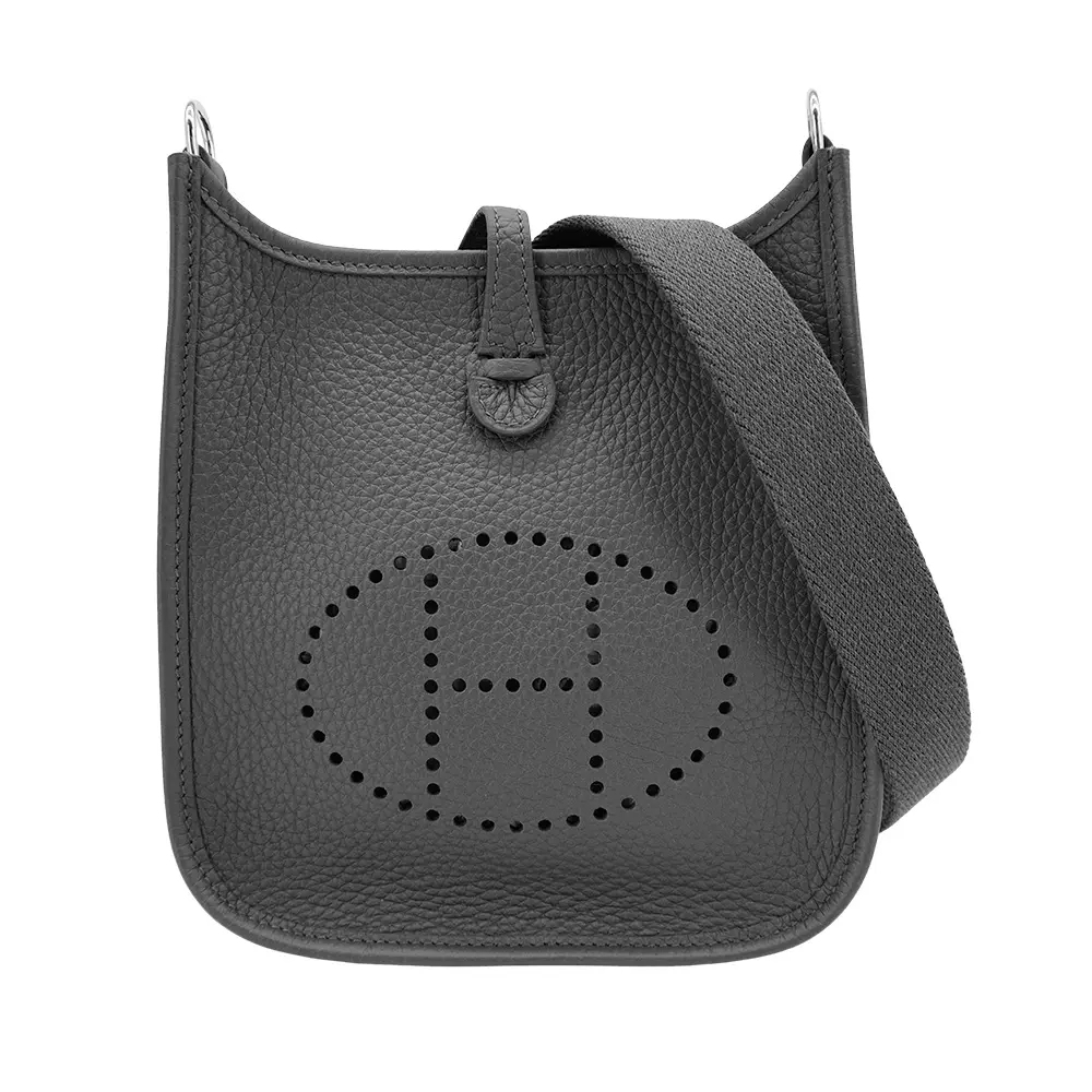 Hermes Mini Evelyne TC牛皮銀釦斜揹包(石板灰BA)