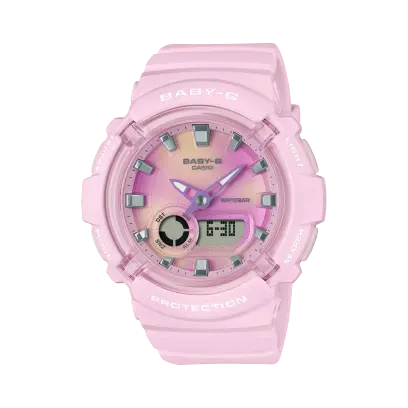 【CASIO 卡西歐】BABY-G 絢彩扎染 繽紛柔美 甜心粉 雙顯系列 BGA-280TD-4A