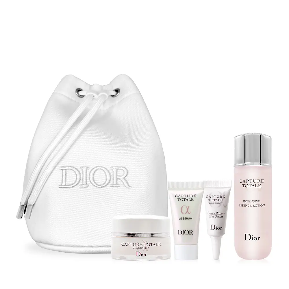 Dior 迪奧 逆時能量臻寵旅行組(奇肌露 50ml+奇肌霜 15ml+精華 5ml+亮眼精華 3ml+美妍包) 國際航空版