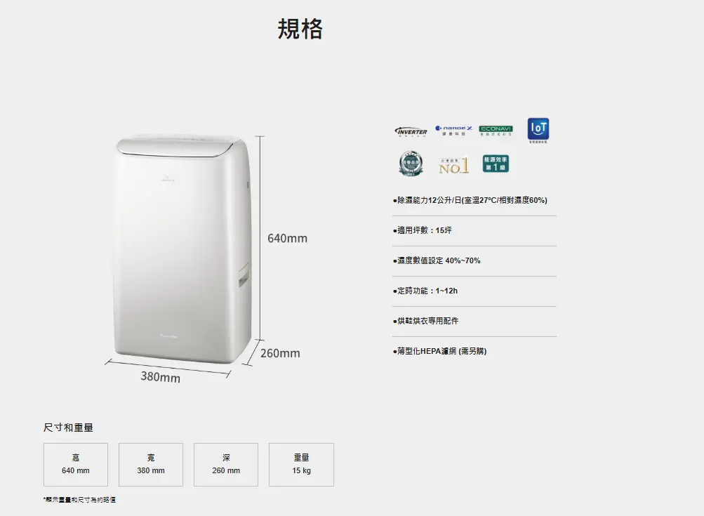【Panasonic/國際牌】變頻高效型除濕機 F-YV24NN