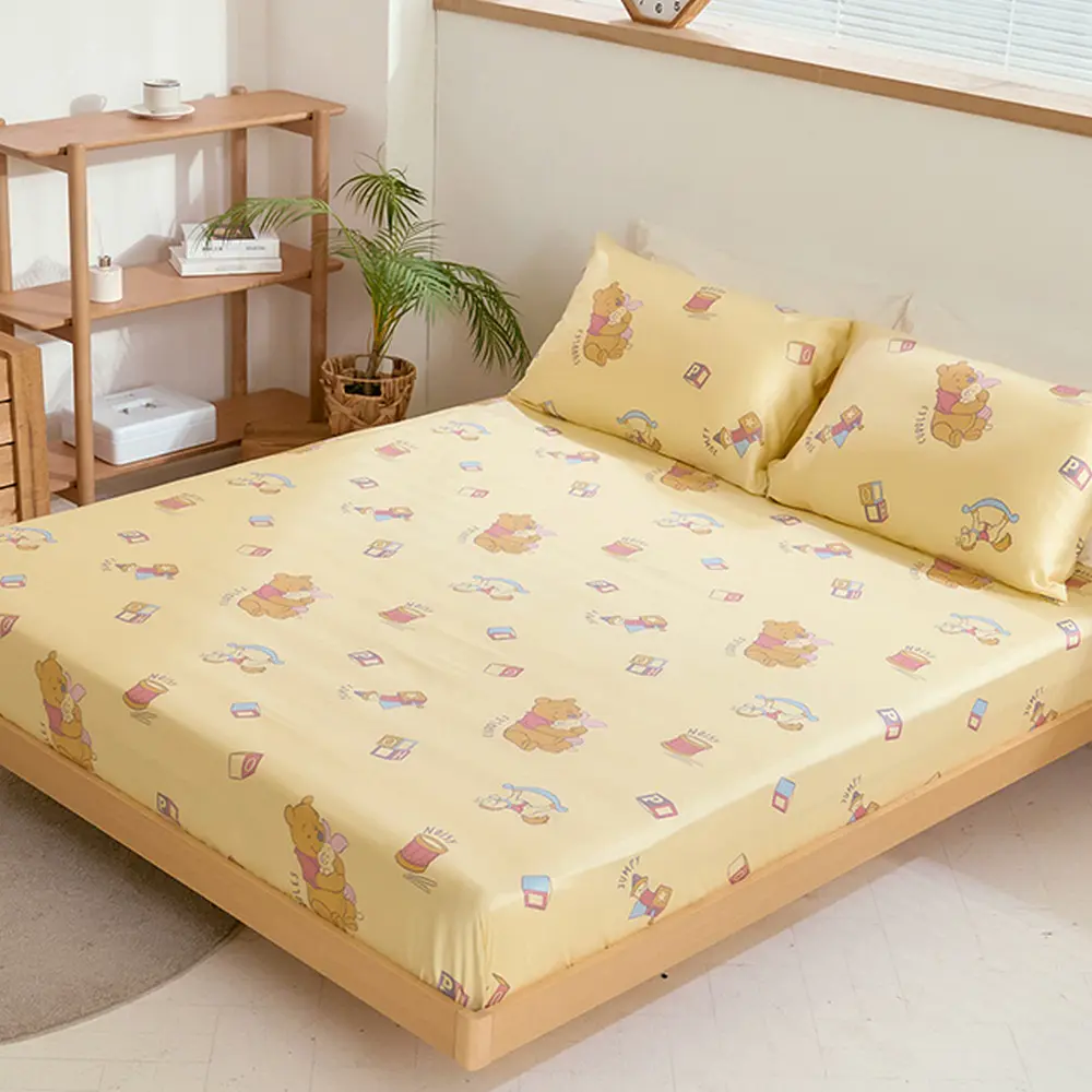 小熊維尼 100% 天絲寢具 玩耍｜Norns 迪士尼正版授權 TENCEL™ 萊賽爾纖維｜床包｜被套｜兩用被#床包枕套組 雙人特大-床包枕套組,雙人特大