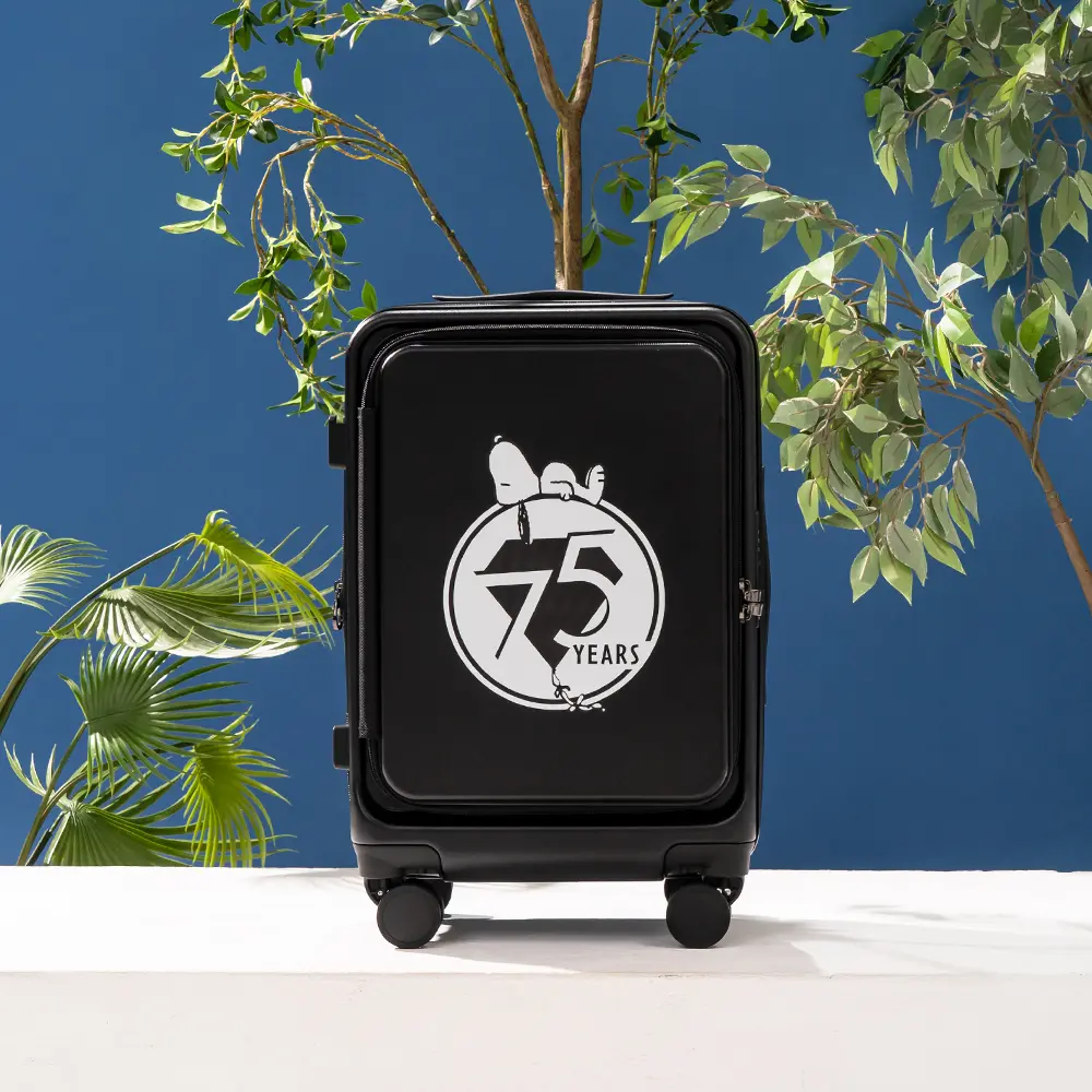 【TLCSTORE卡若特品牌館】SNOOPY史努比20吋可擴充前開行李箱 上掀行李箱-黑色