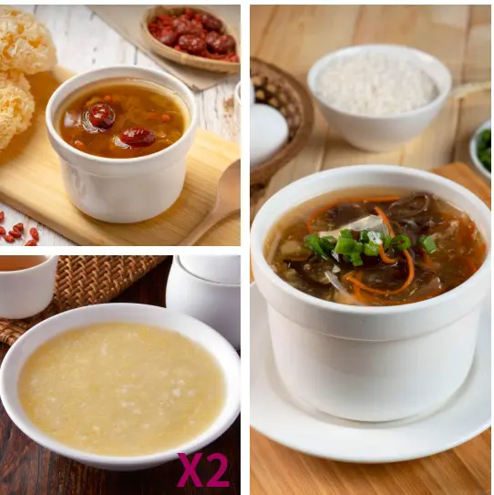 【朱記餡餅粥】3選1(酸辣湯X1/ 桂圓銀⽿甜湯X1/⼩⽶粥X2 )(贈)