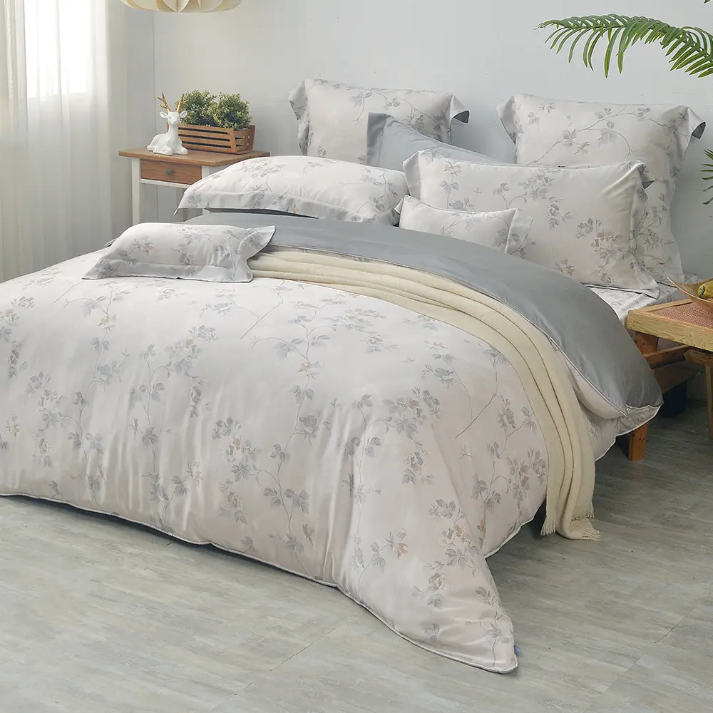 【La Belle】《怡然花蒔》雙人天絲四件式防蹣抗菌吸濕排汗兩用被床包組-BAL25207LD