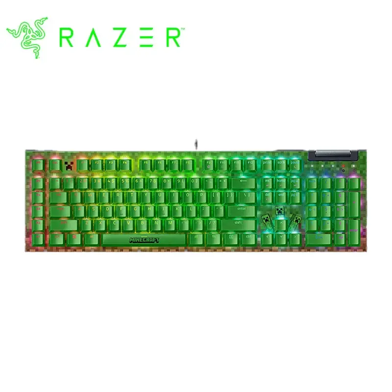 【Razer 雷蛇】BlackWidow V4 X 黑寡婦蜘蛛 幻彩版 有線電競鍵盤 綠軸英文【Minecraft限定版】