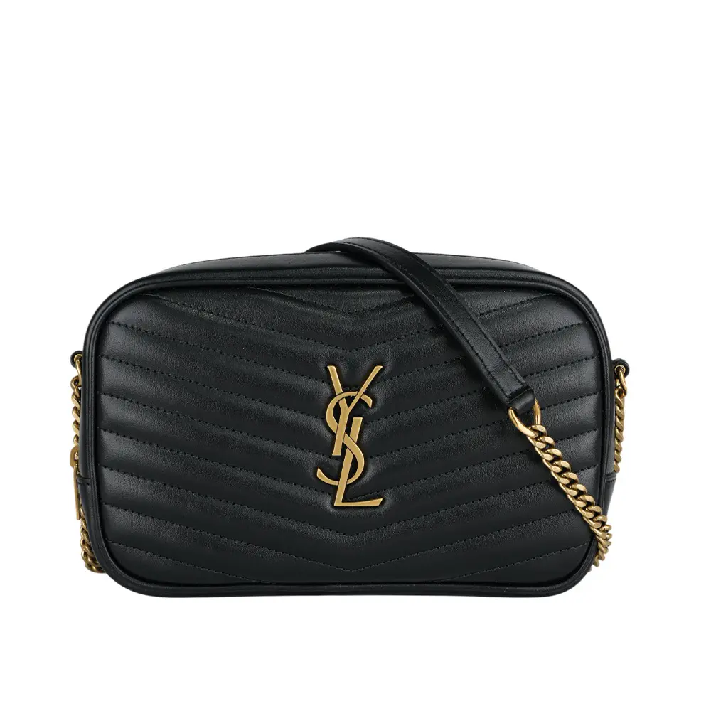 【YSL/Saint Laurent Paris】Mini Lou 金字V紋小牛皮相機包/斜揹包