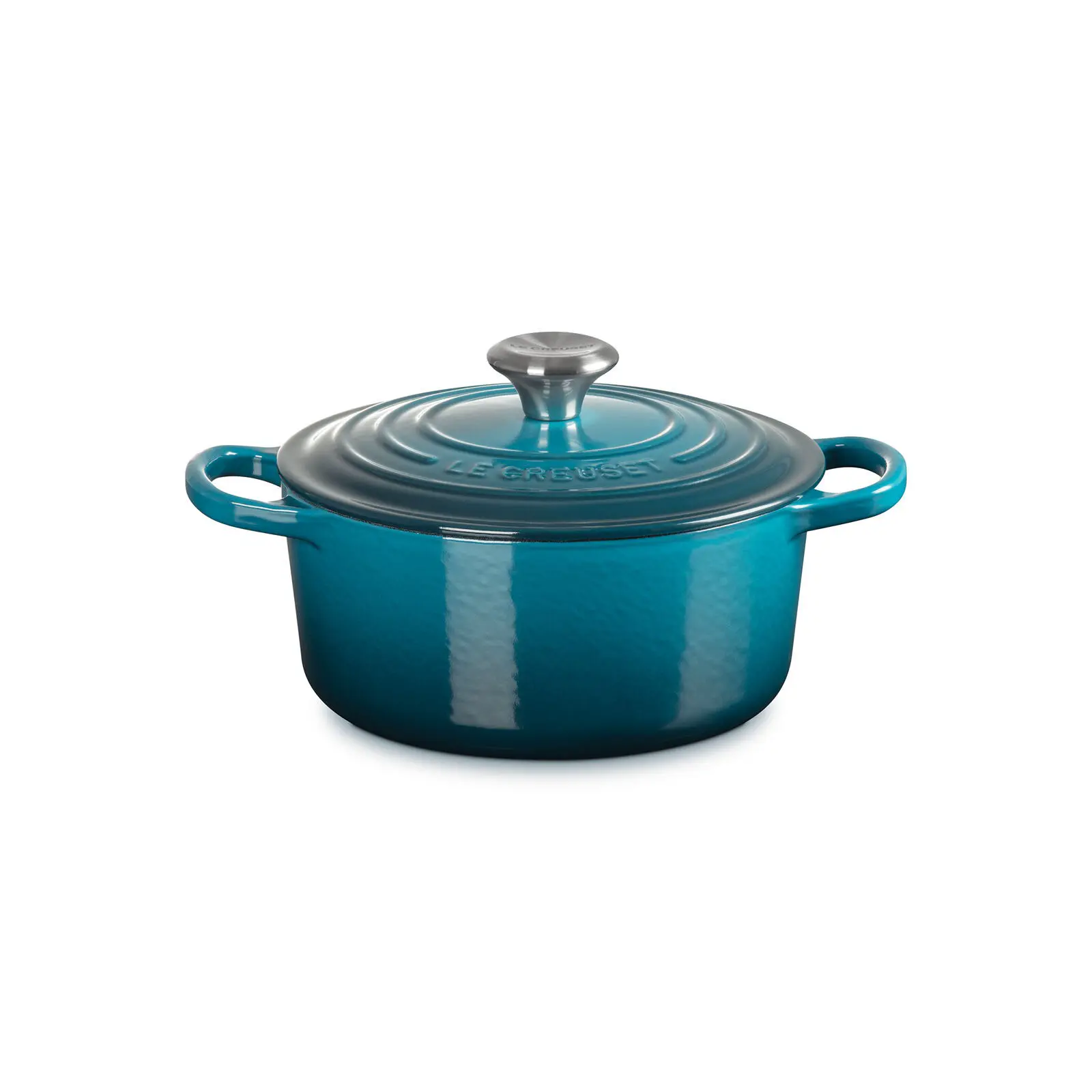 Le Creuset】典藏琺瑯鑄鐵圓鍋18cm(湖水藍-鋼頭-內鍋白)｜新北中和