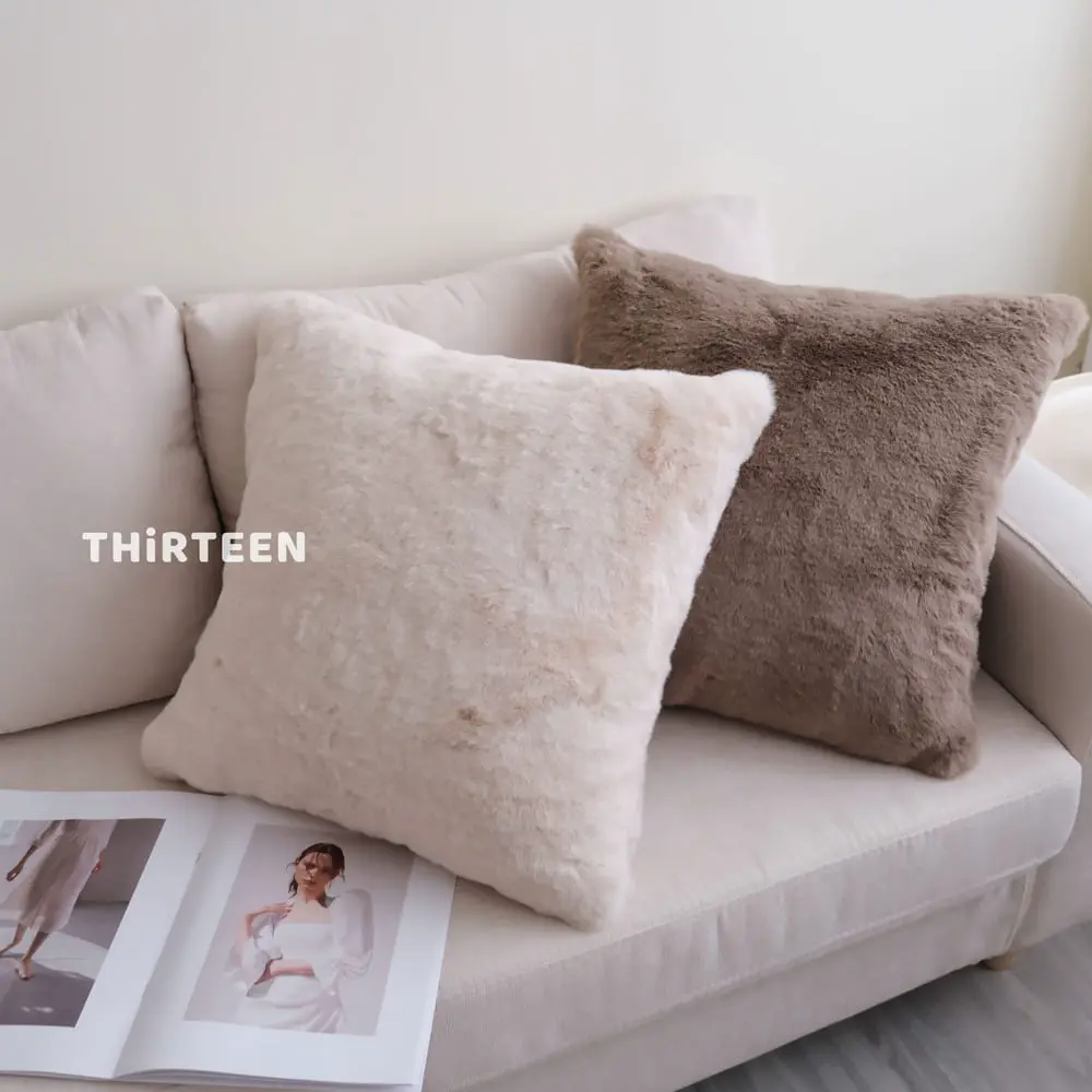 【THiRTEEN 拾參家居】自訂款 奶油摩卡絨毛抱枕 靠枕 秋冬大地色系 北歐 #不含枕芯 奶油白-不含枕芯,奶油白