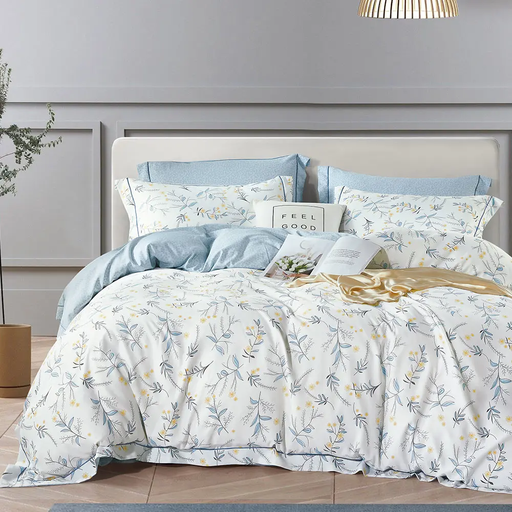 【DUYAN 竹漾】奧地利天絲 床包枕套組-單人/雙人/加大 多款任選 臺灣製#鈴花白露 雙人加大床包三件組-鈴花白露,雙人加大床包三件組