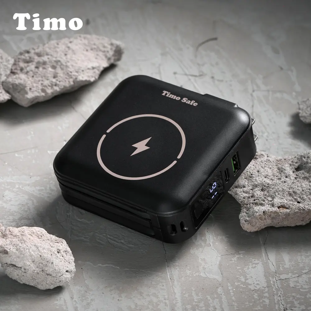 【Timo】防爆SSB半固態電芯行動電源 Qi2 12000mAh 44.4Wh (送EVA硬殼收納包)-星辰黑