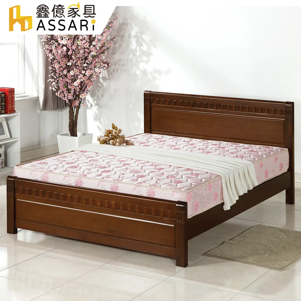 ASSARI-粉紅療癒型厚緹花布冬夏兩用硬式彈簧床墊(單大3.5尺)