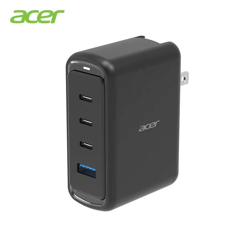 【Acer】100W GaN氮化鎵 四孔快充充電器/旅充(附CC快充線/COT-830)-黑色
