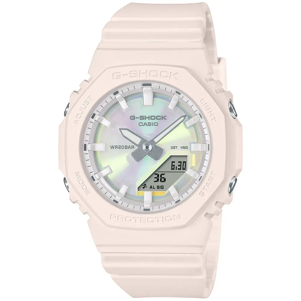 【CASIO 卡西歐】G-SHOCK 閃耀偏光八角造型計時錶/粉紅/GMA-P2100PC-4A