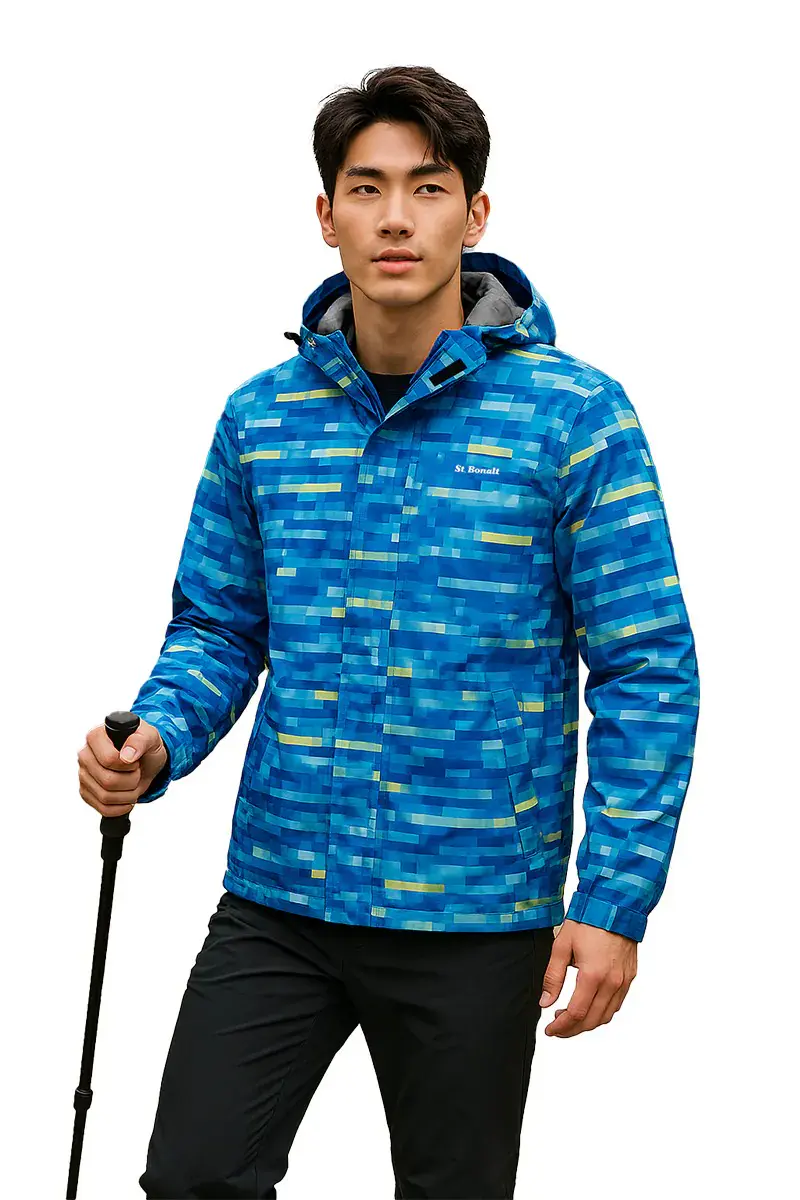 【St.Bonalt聖伯納】機能防風防水單層衝鋒衣│男款 7183#藍格迷彩 XL-藍格迷彩,XL