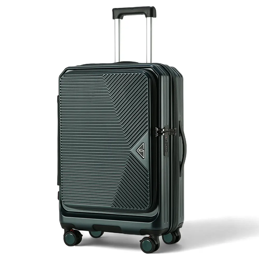 【KeepGoing】光耀之心 雙開式 20/25/29吋 多功能防爆防刮行李箱(多色可選)#墨綠色 25吋-墨綠色,25吋