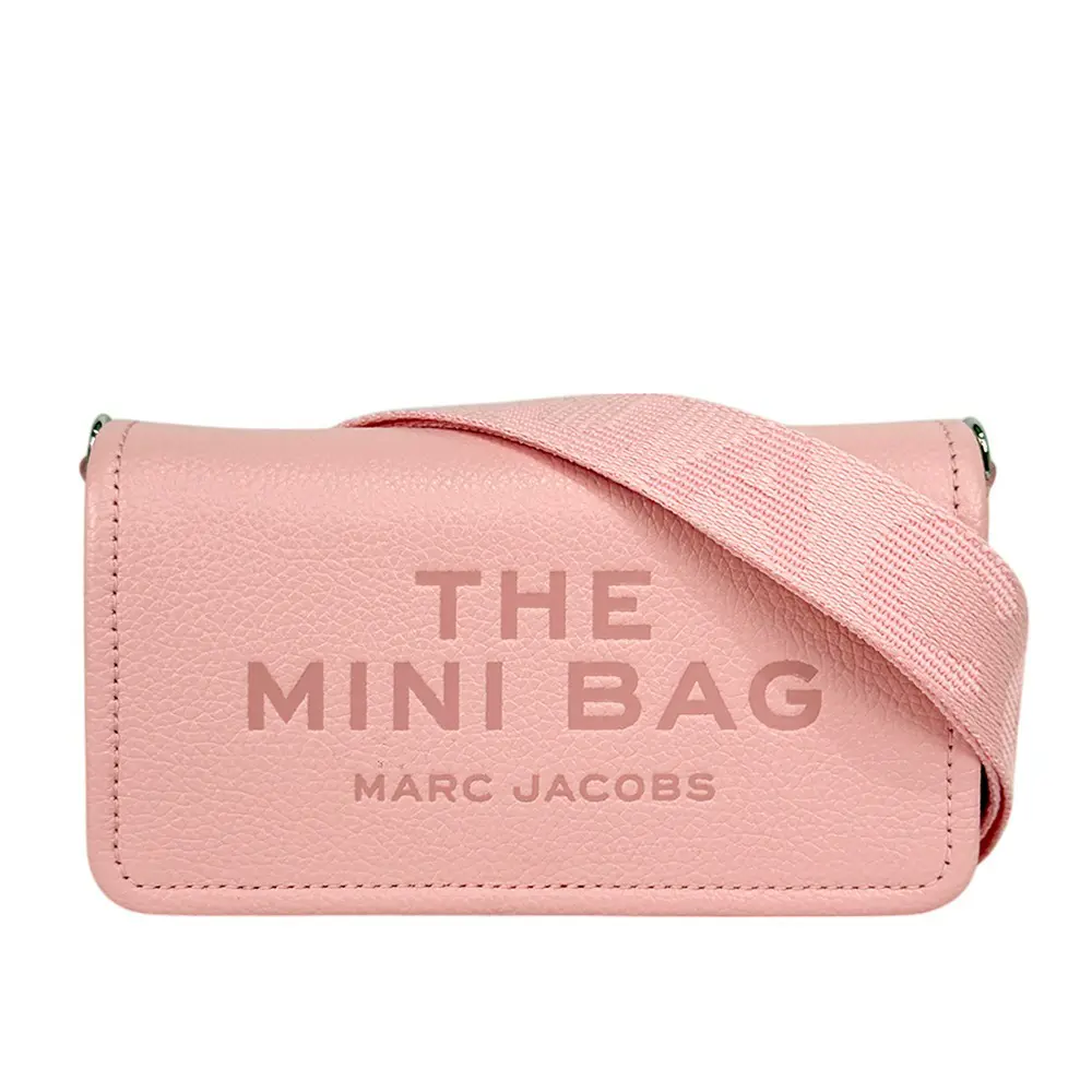 【MARC JACOBS】粒面皮革迷你斜背包WOC/手拿包(堅果棕/黑色/玫瑰粉/駝色/蝴蝶結粉/雲藍色)#蝴蝶結粉-蝴蝶結粉