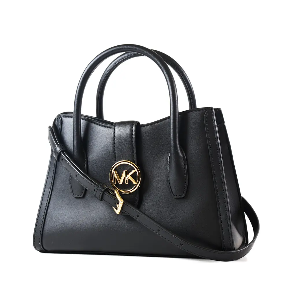 MICHAEL KORS 專櫃款GABBY 滑面皮革手提/斜背二用包-金釦黑/小｜Global