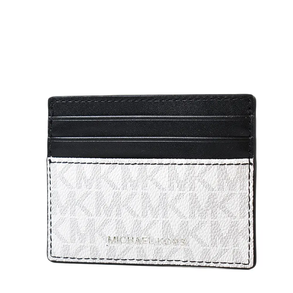 MICHAEL KORS 男款 銀字LOGO防刮皮革名片夾-白色