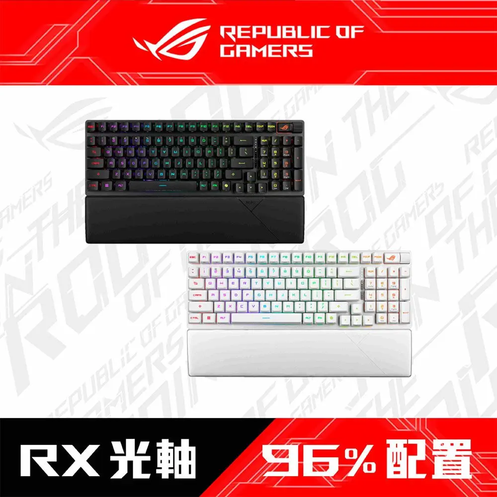 【ASUS 華碩】Strix Scope II RX 96 Wireless 無線電競鍵盤#黑 紅軸-黑,紅軸