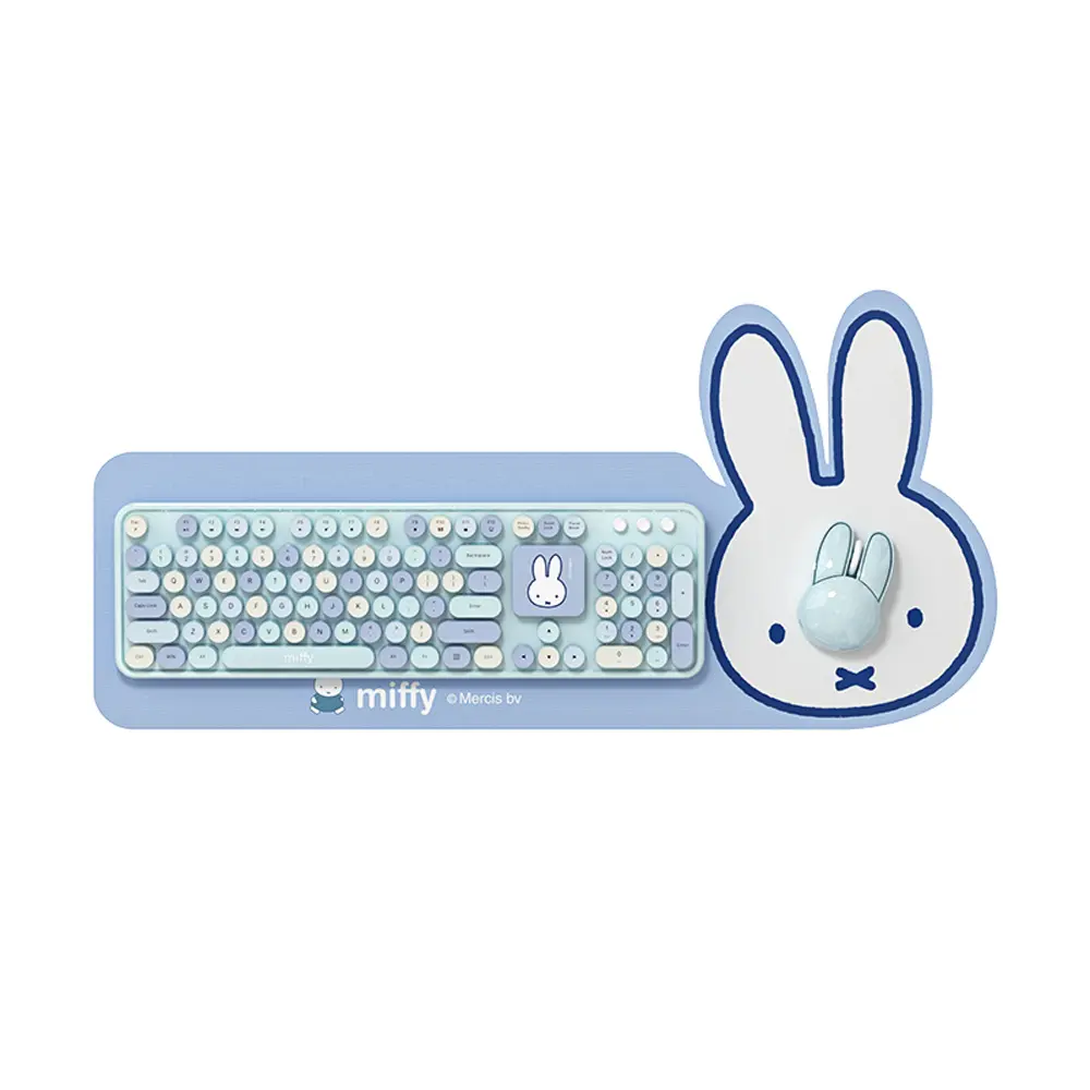 Miffy x MiPOW LQ米菲104鍵全尺寸無線鍵盤滑鼠套裝組MPC006-淺藍色