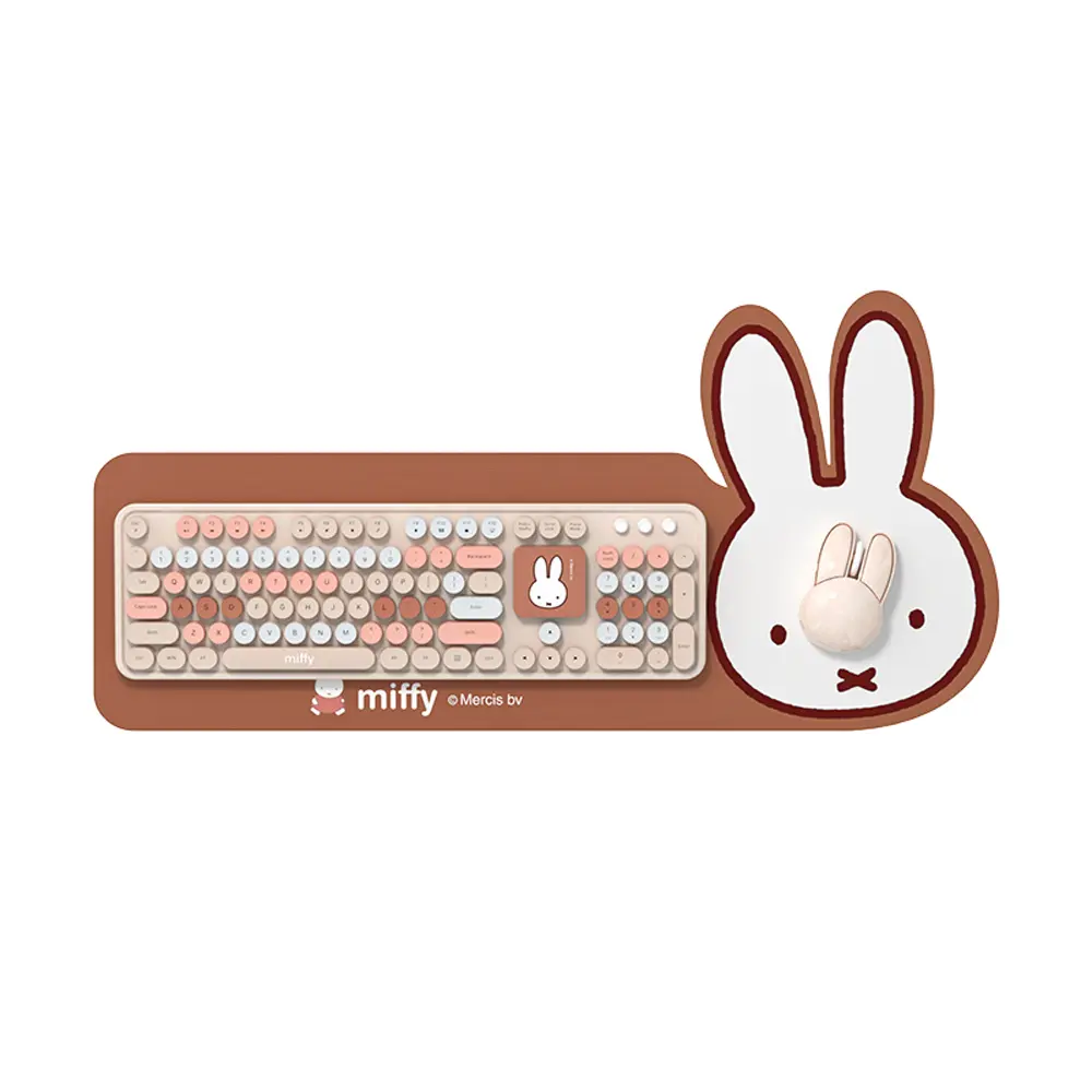 Miffy x MiPOW LQ米菲104鍵全尺寸無線鍵盤滑鼠套裝組MPC006-咖啡色