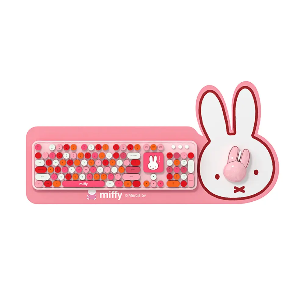 Miffy x MiPOW LQ米菲104鍵全尺寸無線鍵盤滑鼠套裝組MPC006-粉紅色