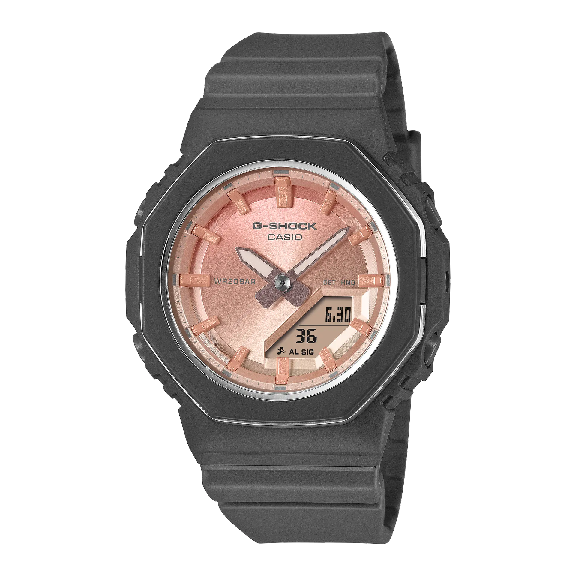 【CASIO 卡西歐】G-SHOCK 數碼指標系列 低調光澤金屬設計潮流腕錶 玫瑰石英 40.5 GMA-P2110SC-4A
