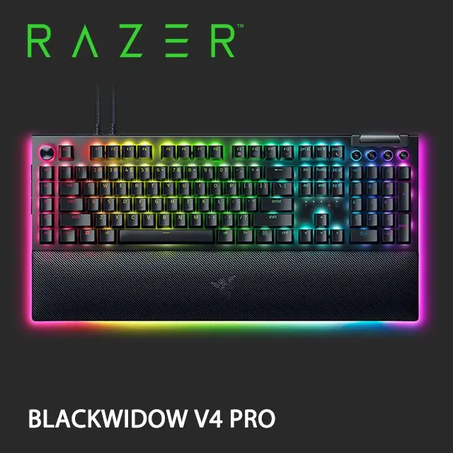 【RAZER 雷蛇】BLACKWIDOW V4 PRO 黑寡婦蜘蛛幻彩版 V4 PRO 電競鍵盤 中文#綠軸-綠軸