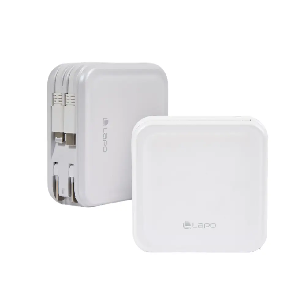 【LaPO】 全功能無線充電行動電源 10050mAh (WT-08S/日本松下電芯)-Type-C+Lightning線,柔霧白