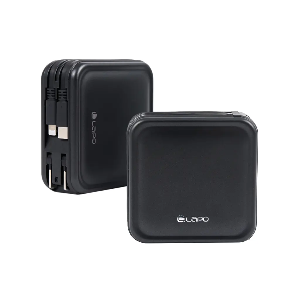 【LaPO】 全功能無線充電行動電源 10050mAh (WT-08S/日本松下電芯)-Type-C+Lightning線,城影灰