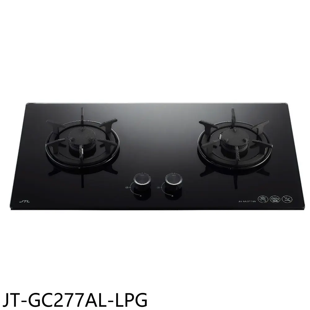 喜特麗【JT-GC277AL-LPG】二口晶焱玻璃檯面爐瓦斯爐(全省安裝)(7-11商品卡1300元)