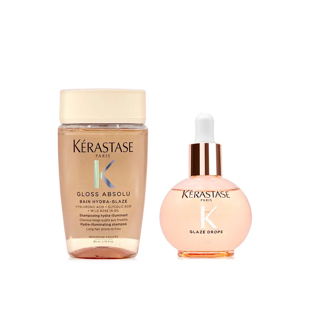 Kerastase 巴黎卡詩 釉光香頌玫瑰護髮組 (護髮精油45ml+洗髮精80ml)_國際航空版