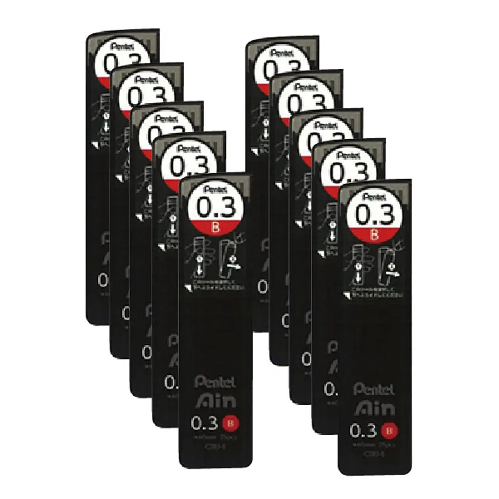 【Pentel 飛龍】Ain 0.3mm 自動鉛筆 筆芯 25入/筒 10筒/盒 C283 系列#C283-B-C283-B