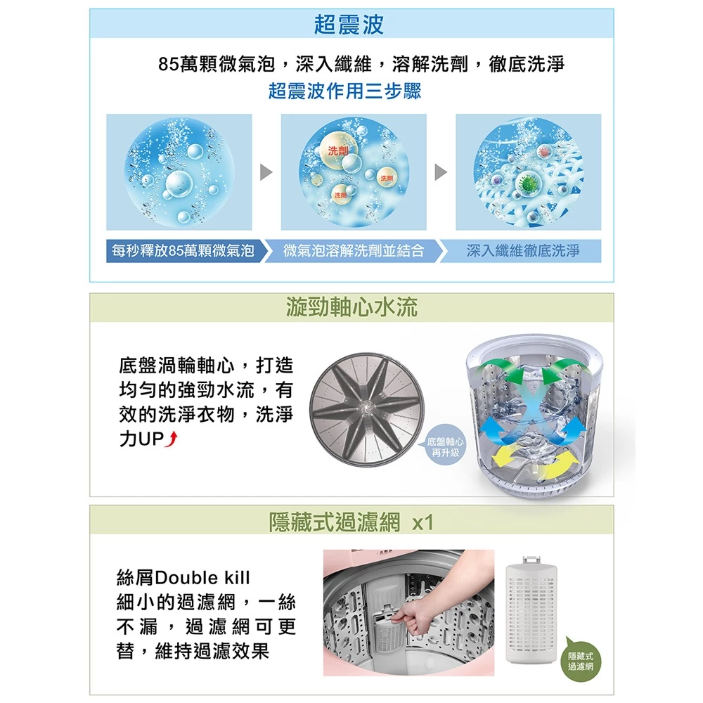 SAMPO聲寶】15公斤超震波變頻直立洗衣機ES-P15DV(P1)-含基本運送安裝+舊機回收｜林口A9｜Global Mall 環球Online