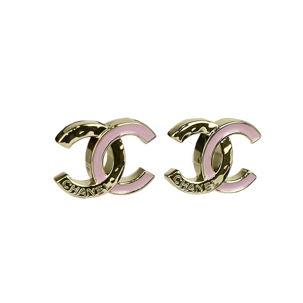 CHANEL】CC Logo 標誌刻印拼色針式耳環｜Global Online｜Global
