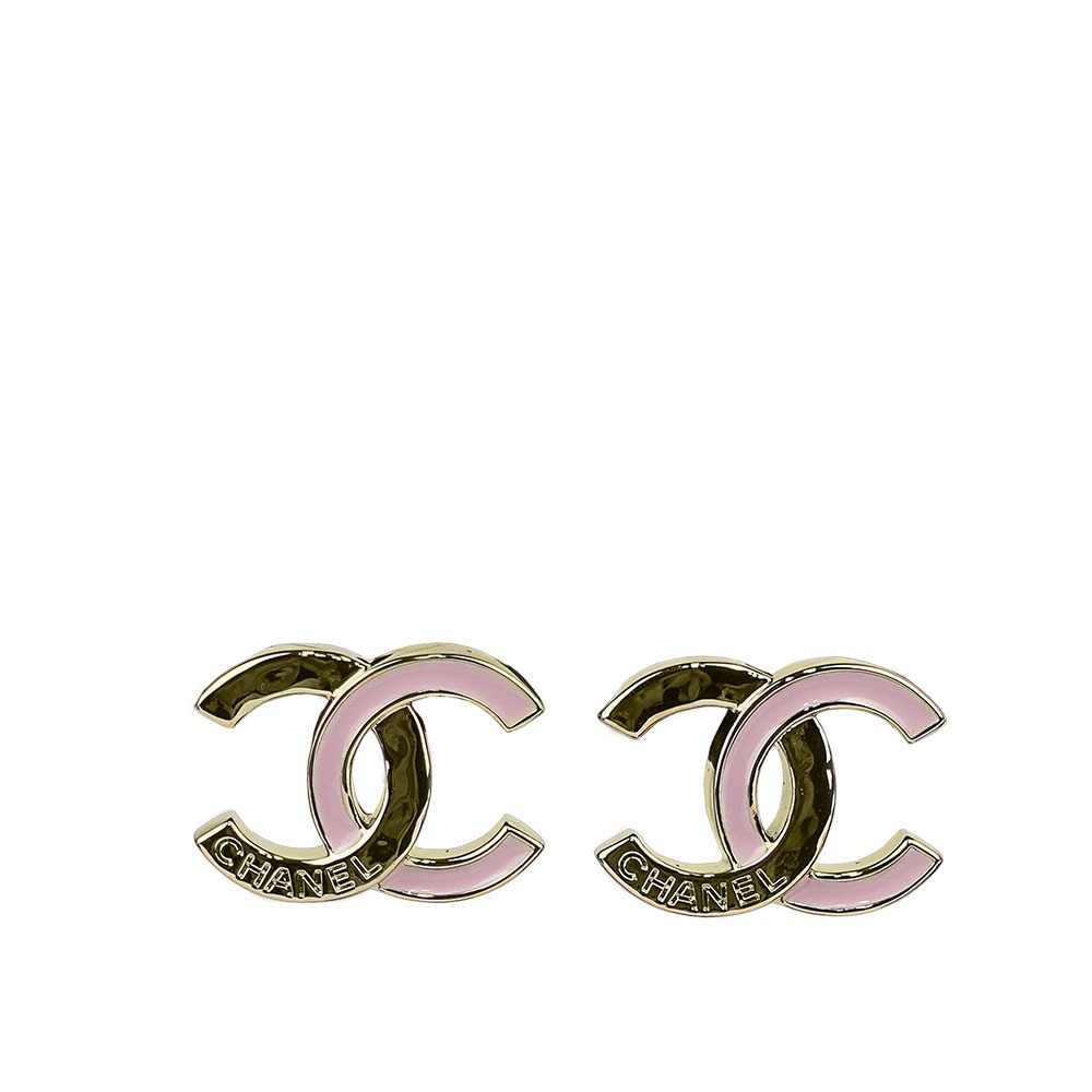 CHANEL】CC Logo 標誌刻印拼色針式耳環｜Global Online｜Global